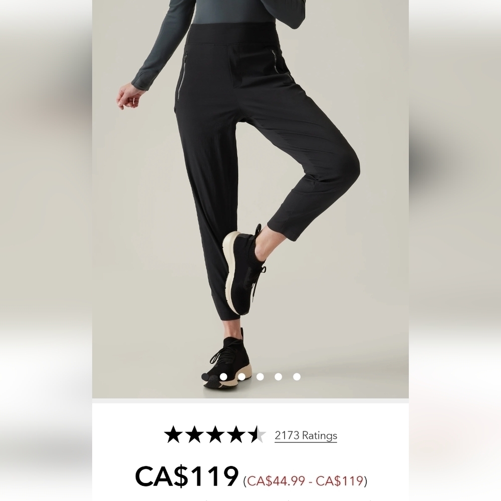 New Athleta Trekkie North jogger Pants, plus size 20, women's black,